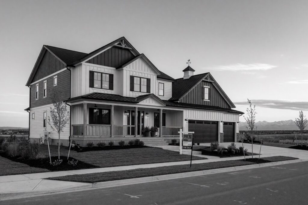 New modern farmhouse spec home for sale in a Calgary community