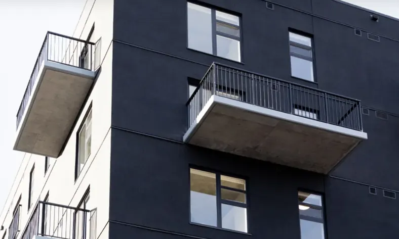 Mercury Block rental building balconies, Oliver Edmonton